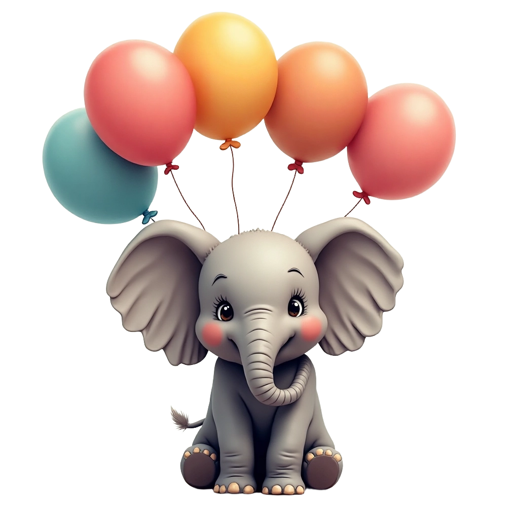 Cute Elephant with Balloons